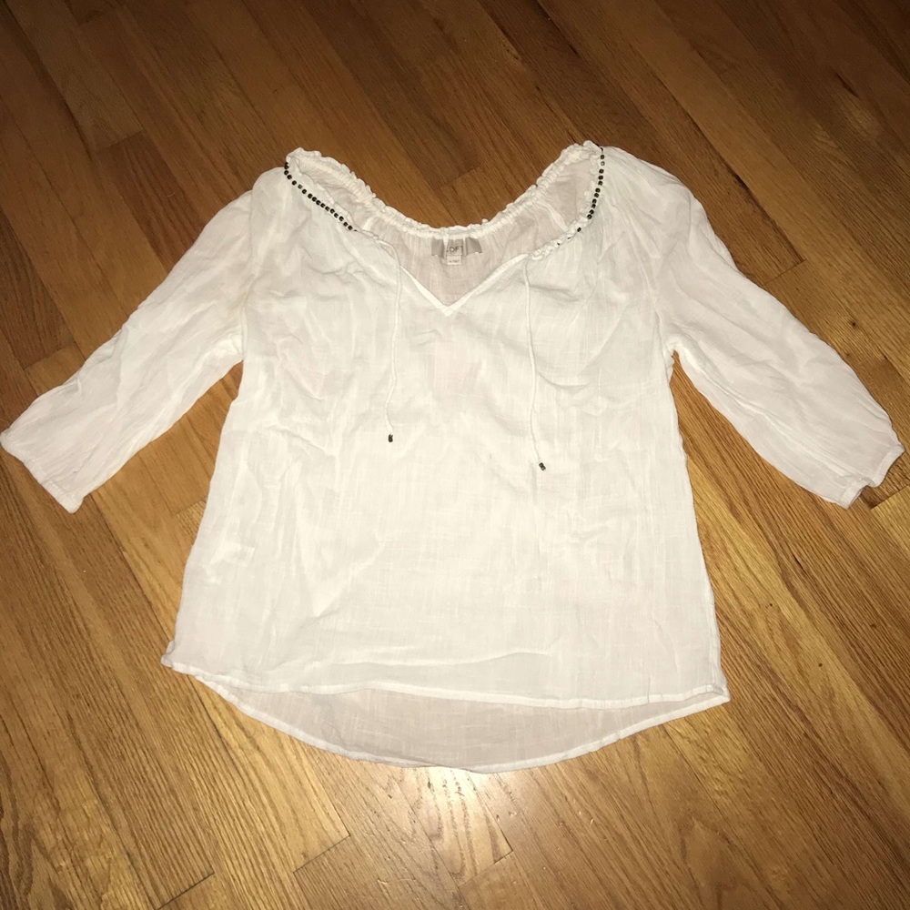 White quarter sleeved top from Loft
